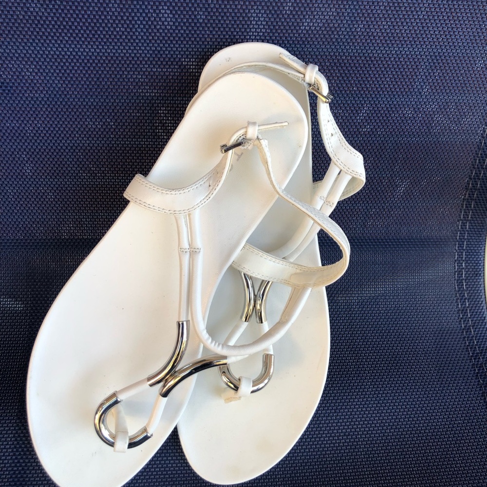 Apt. 9 White Sandals with Silver Accents
